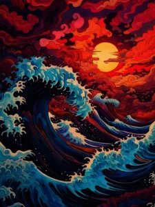 Tsunami Metal Art Print | Screen Wall