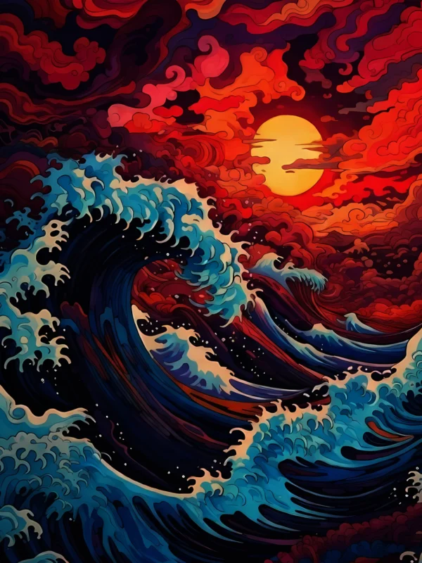 Tsunami Metal Art Print | Screen Wall
