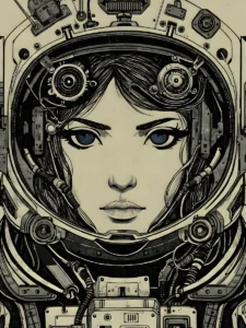 Spirit of the Explorer sci-fi manga metal art print for wall decor India