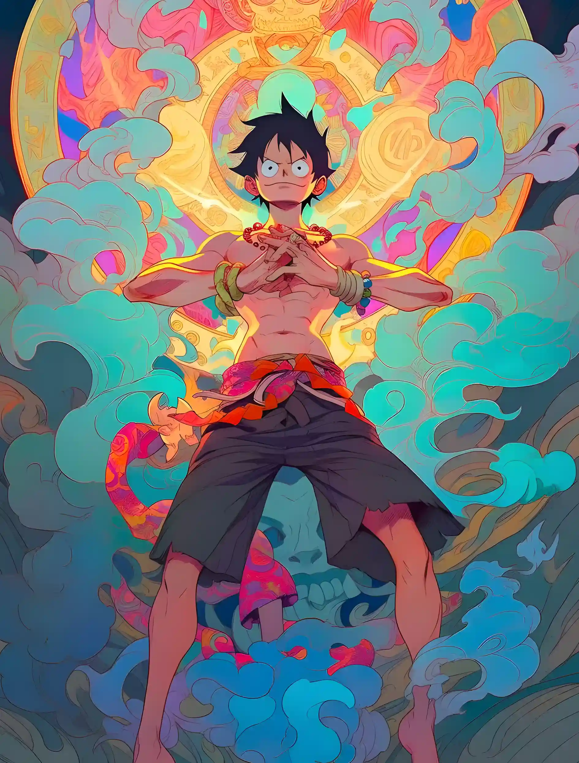 Monkey D. Luffy Mandala Metal Art Print | Screen Wall