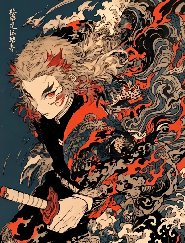 Rengoku Flame Dragon Metal Art Print | Screen Wall