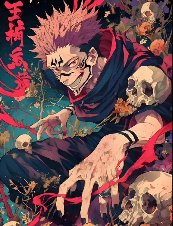 Sukuna Cursed Garden Metal Art Print | Screen Wall